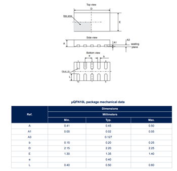 Mechanical Drawing - STMicroelectronics ECMF4-2450A60N10 Common Mode Filter